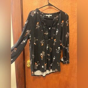 Floral Black Blouse